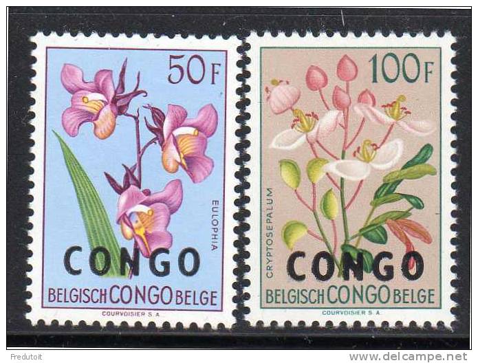 CONGO BELGE - N°398/9  ** (1960) Fleurs - Ongebruikt