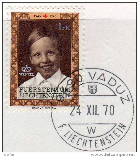 Weihnachten Neujahrs-Karte 1971 Liechtenstein 526 Karte O 10 € Jubiläum Rotes Kreuz Porträt Prinz Wenzel New Year Card - Liechtenstein