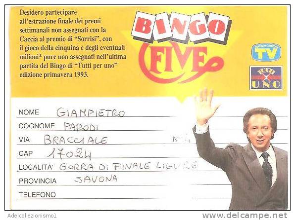 51351)cartolina Illustratoria Bingo Five Con Un Valore + Annullo Inviata Alla Silvio Berlusconi S.p.a. - Demonstrations