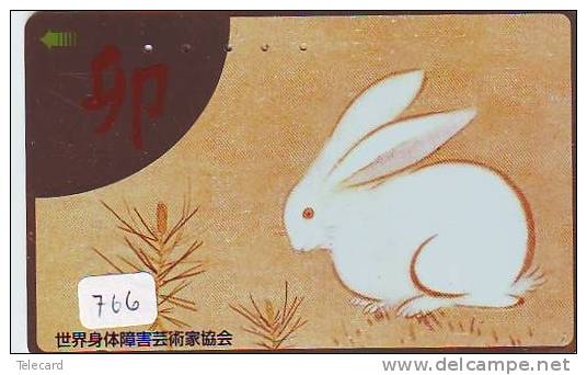 Télécarte Japon * LAPIN (766) RABBIT  * PHONECARD JAPAN * KANINCHEN * KONIJN * CONEJO * - Conejos