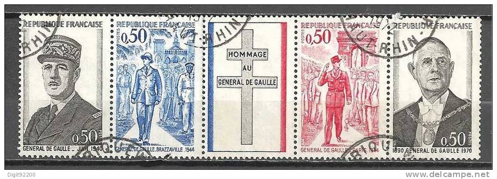 BANDE De 4 W Valeurs Oblitérées, Used - FRANCE - Général De GAULLE * 1971 - N° 3800-49 - De Gaulle (General)