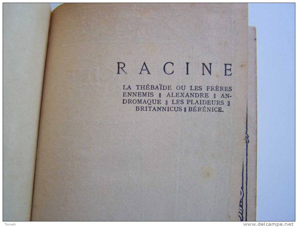 TOME I THEATRE COMPLET DE RACINE Bibliothèque Hachette Thébaïde Alexandre Andromaque Plaideur Britannicus - Französische Autoren