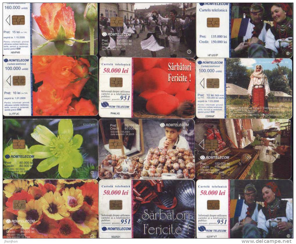 Roumanie-Telecartes-Lot De 60 Telecartes Avec: Fleurs,l´art,sports Et D´autres. - Collections