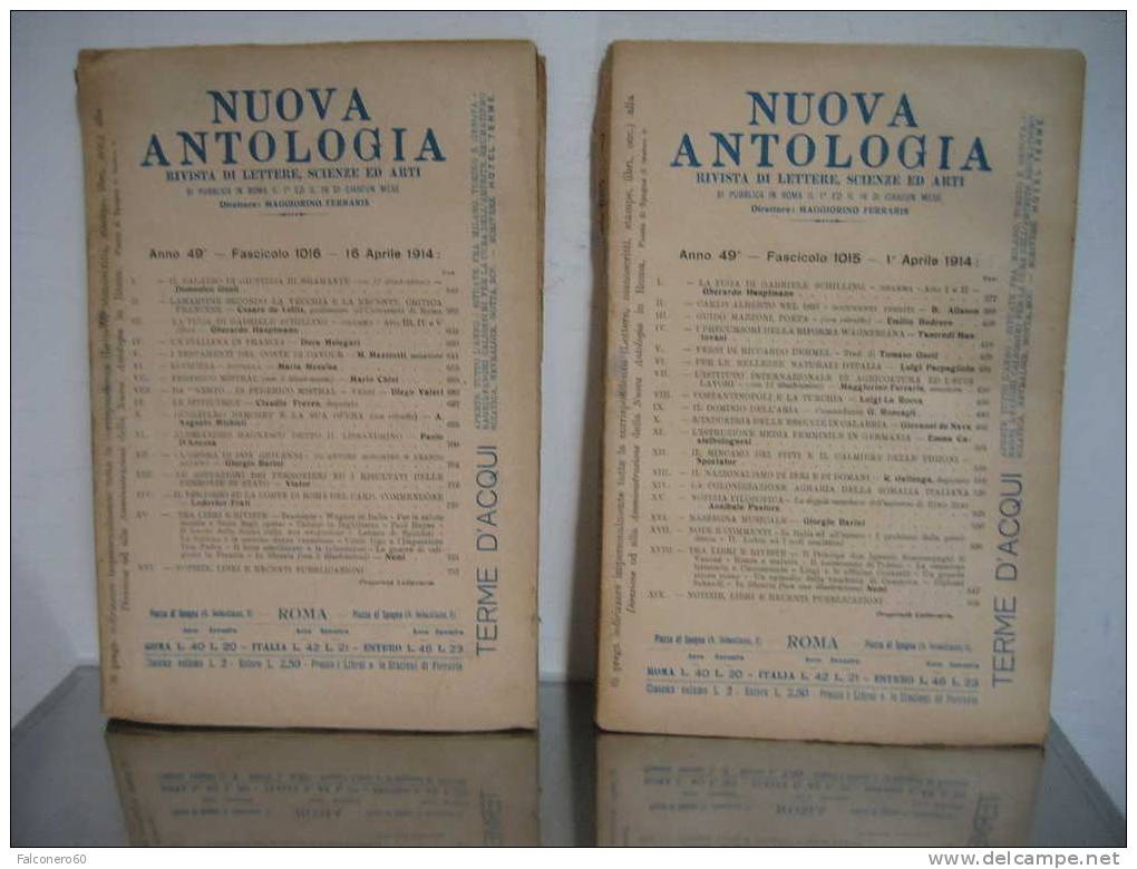 NUOVA  ANTOLOGIA  N°1015 - 1016  Aprile 1914 - Libros Antiguos Y De Colección