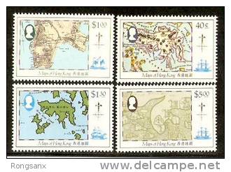 1984 Hong Kong OLD MAPS 4V - Unused Stamps