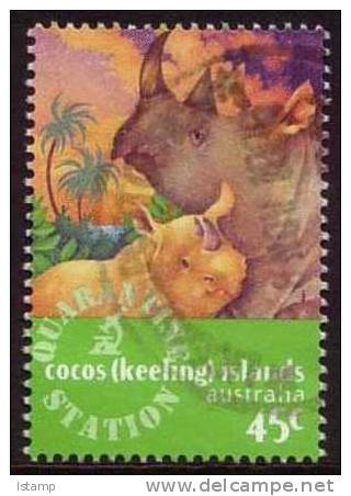 1996 - Cocos (keeling) Islands Quarantine Station 45c BLACK RHINOCEROS Stamp FU - Islas Cocos (Keeling)