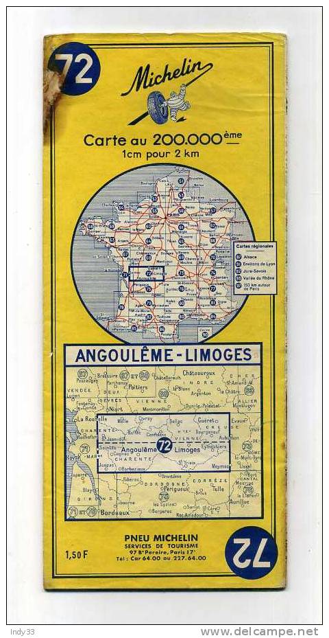 - CARTE MICHELIN 72 . 1963 - Cartes Routières