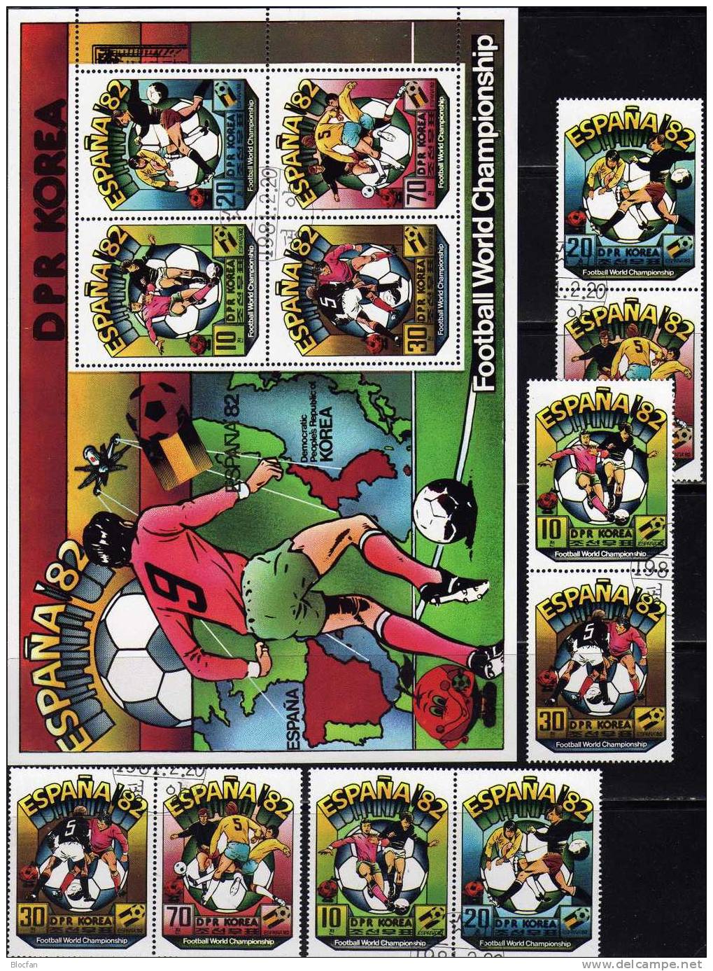 Qualifikation Zur Fussball WM 1981 Korea A-C2098, 5ZD Plus Kleinbogen O 50€ Fußballer Vor Emblem Sheetlet From Coree - Corée Du Nord