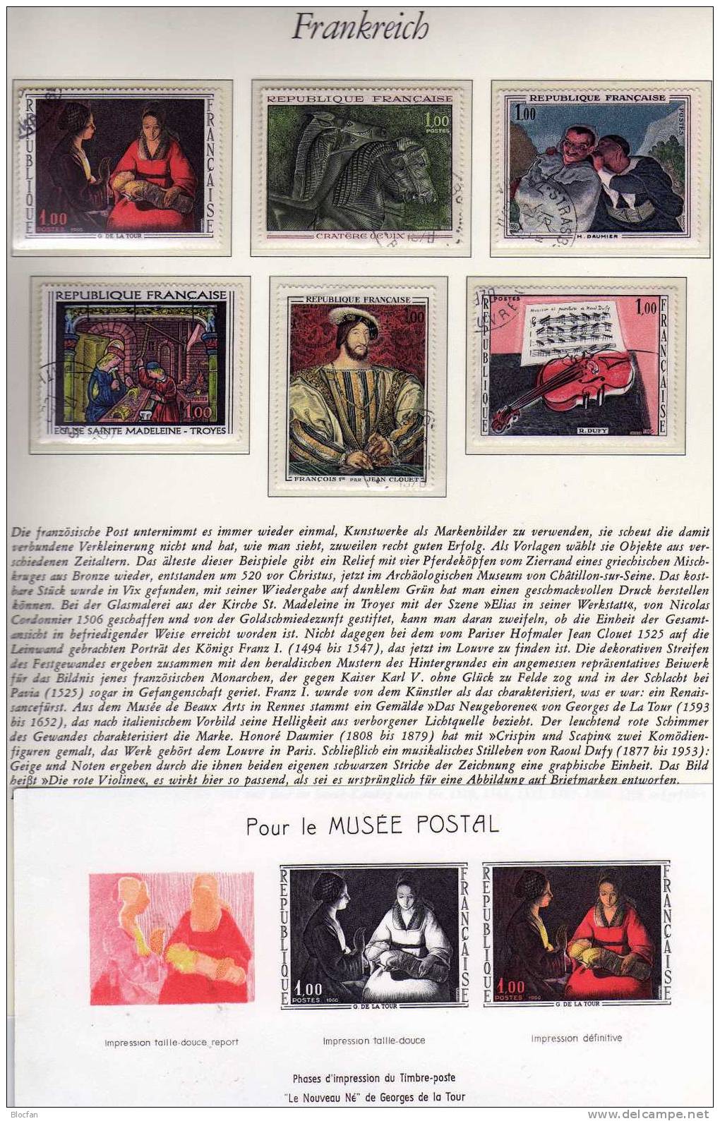 6x Gemälde Und Kunst 1965 Frankreich 1529 Bis 1598 Plus Block I/66 O 20€ Verschiedener Maler Set+ Sheet From France - Cuadros
