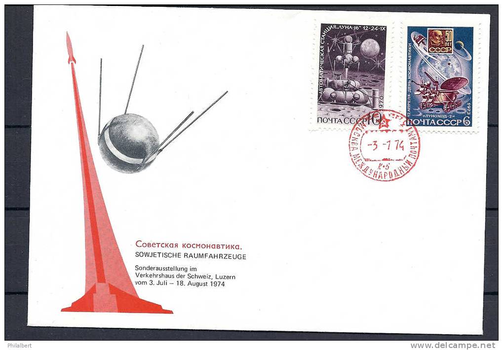 RUS01 - 2 Lettres "Sowjetische Raumfahrzeuge" - Briefe U. Dokumente