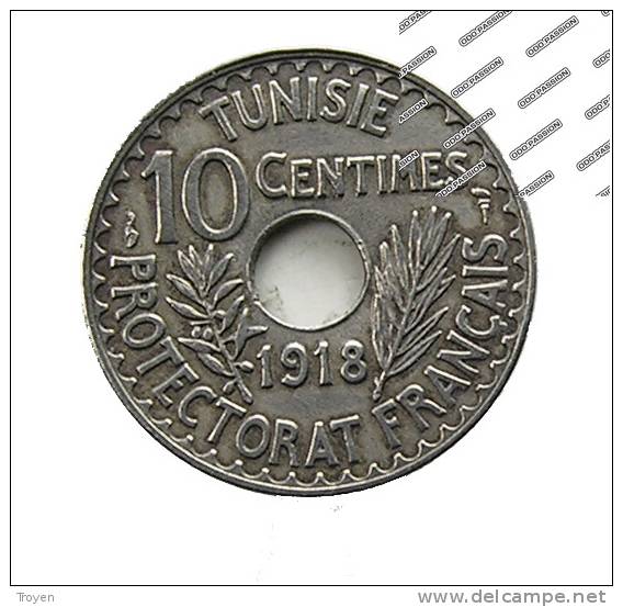 Tunisie - 10 Centimes - 1918 - Br.Ni -  TB+ - Tunisie