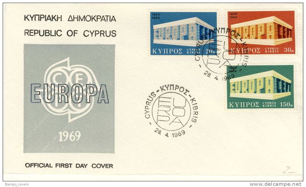 CYPRUS FDC MICHEL 319/21 EUROPA 1969 - 1969