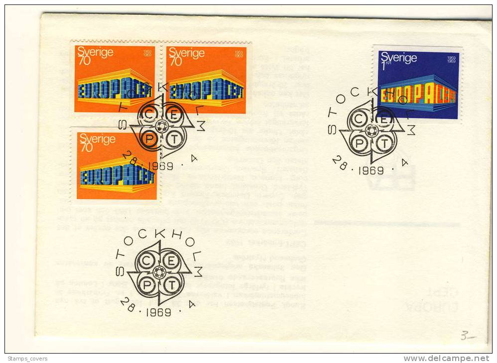 SWEDEN FDC MICHEL 634/35 EUROPA 1969 - 1969