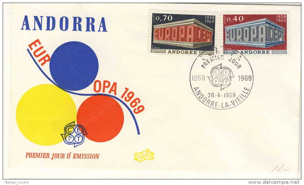 ANDORRE FDC MICHEL 214/15 EUROPA 1969 - 1969