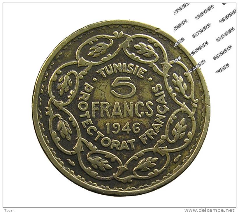 Tunisie - 5 Francs  - 1946 - Bon Pour  - Bronze.al -  TB - Túnez