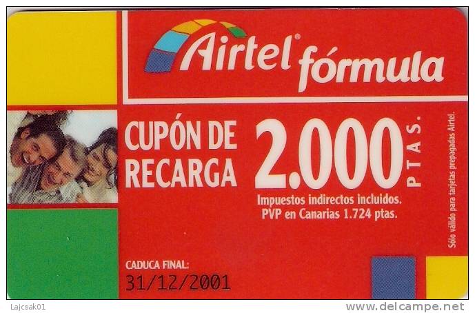 Spain Airtel 2000 PTAS Recharge Card - Airtel