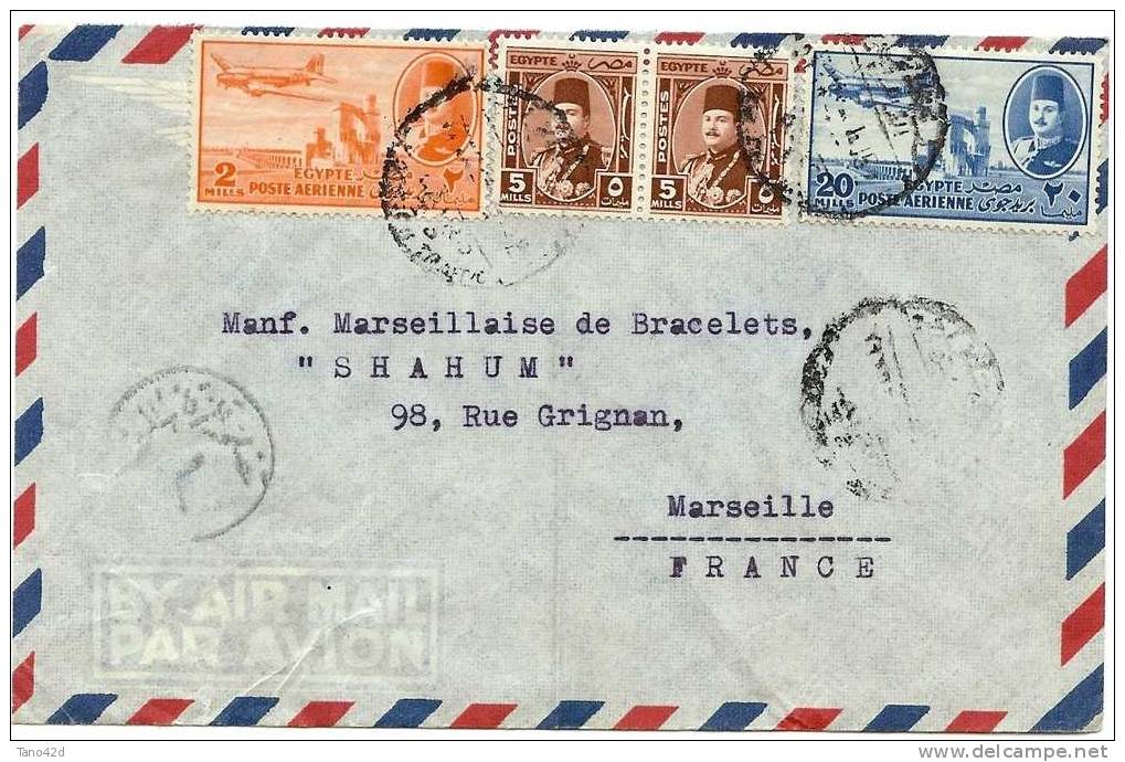 REF LCE2 - EGYPTE - LETTRE AVION LE CAIRE / MARSEILLE - Autres & Non Classés