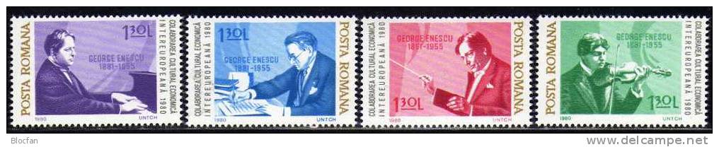 Jahr Der Musik 1980 Rumänien 3713/0, Block 169 Plus 170 ** 13€ Enescu, Beethoven CEPT Bloc Sheet From Romania - Unused Stamps