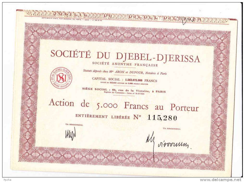 Société Du Djebel-Djerissa Tunisie - Afrique