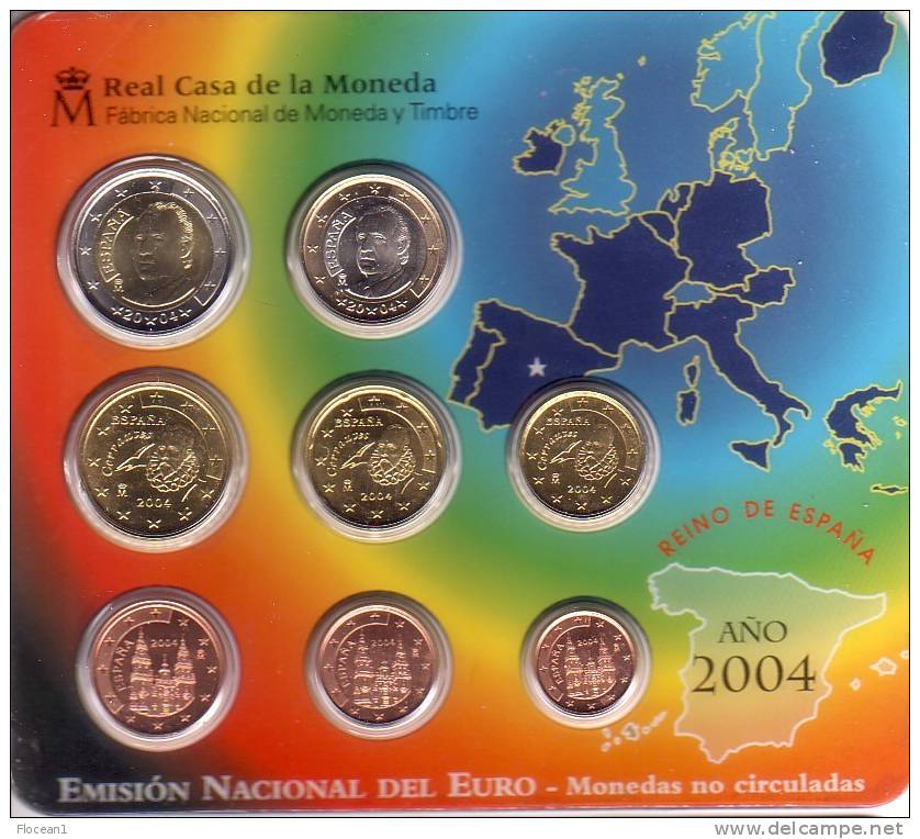 ****  ESPAGNE - SPAIN - SERIE - COFFRET  OFFICIEL  EURO 2004 - 1 CENT A 2 EUROS ****  EN ACHAT IMMEDIAT !!! - Espagne