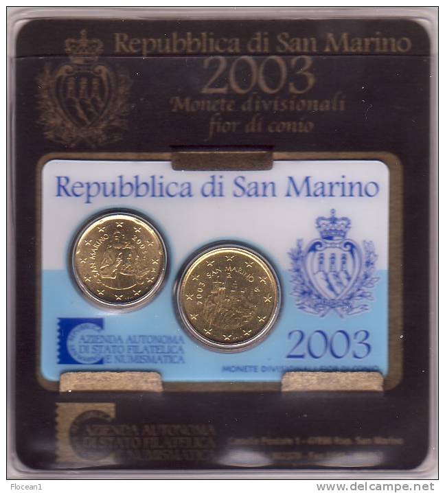 ****  SAINT-MARIN - SAN MARINO - MINI KIT 2003 - 20 + 50 CENTS 2003 ****  EN ACHAT IMMEDIAT !!! - San Marino