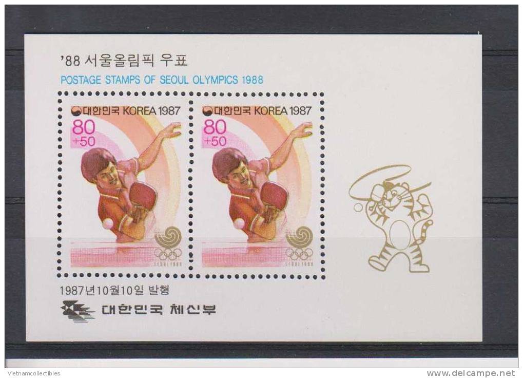 SOUTH KOREA / COREA MNH Souvenir Sheet 1987 - SPORT / SEOUL OLYMPIC / TABLE TENNIS / PING PONG - Korea, South