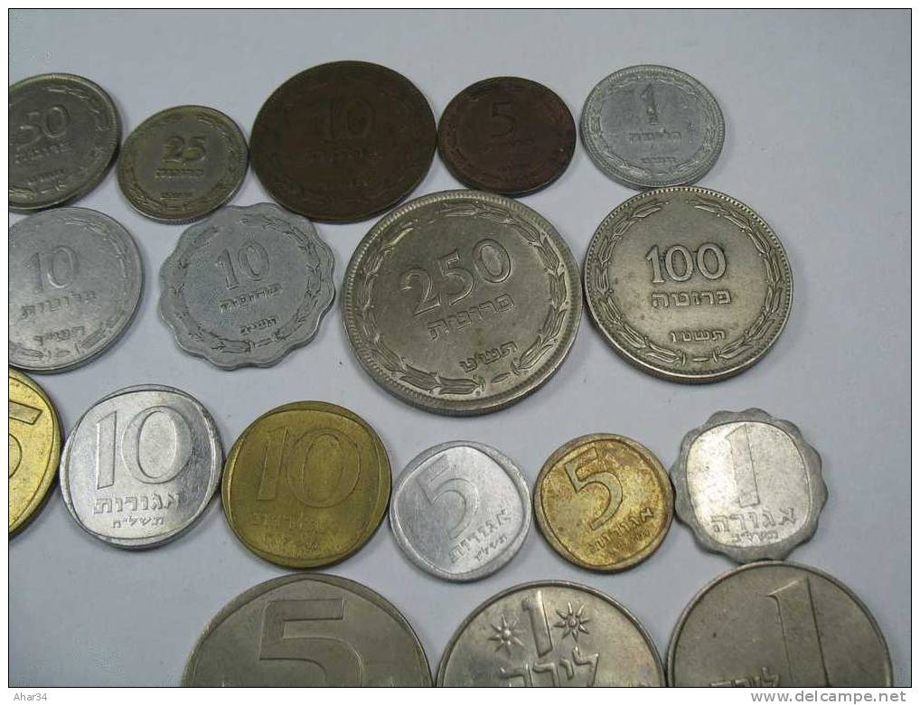 ISRAEL LOT  33 DIFFERENT COINS REPRESENTS  THE HISTORY OF ISRAEL SINCE 1949. FREE SHIPPING , SURFACE MAIL. REGISTERED. - Israel