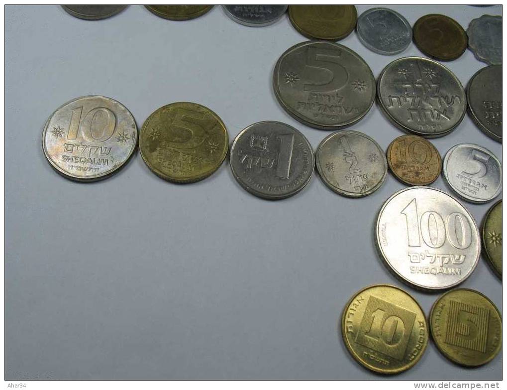 ISRAEL LOT  33 DIFFERENT COINS REPRESENTS  THE HISTORY OF ISRAEL SINCE 1949. FREE SHIPPING , SURFACE MAIL. REGISTERED.