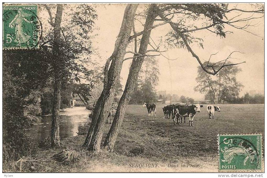 Cpa Serquigny Dans La Prairie - Serquigny