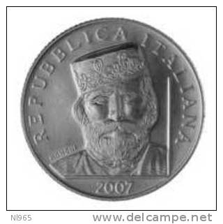 ITALY - REPUBBLICA ITALIANA ANNO 2007 - BICENTENARIO GIUSEPPE GARIBALDI   - 5,00  EURO IN ARGENTO  FDC FIOR DI CONIO - Italy