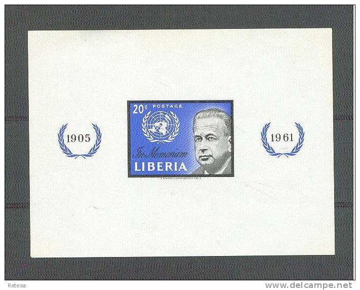 LIBERIA   BLOK  HAMMARSKJOLD  1961 ** ONGETAND - Dag Hammarskjöld