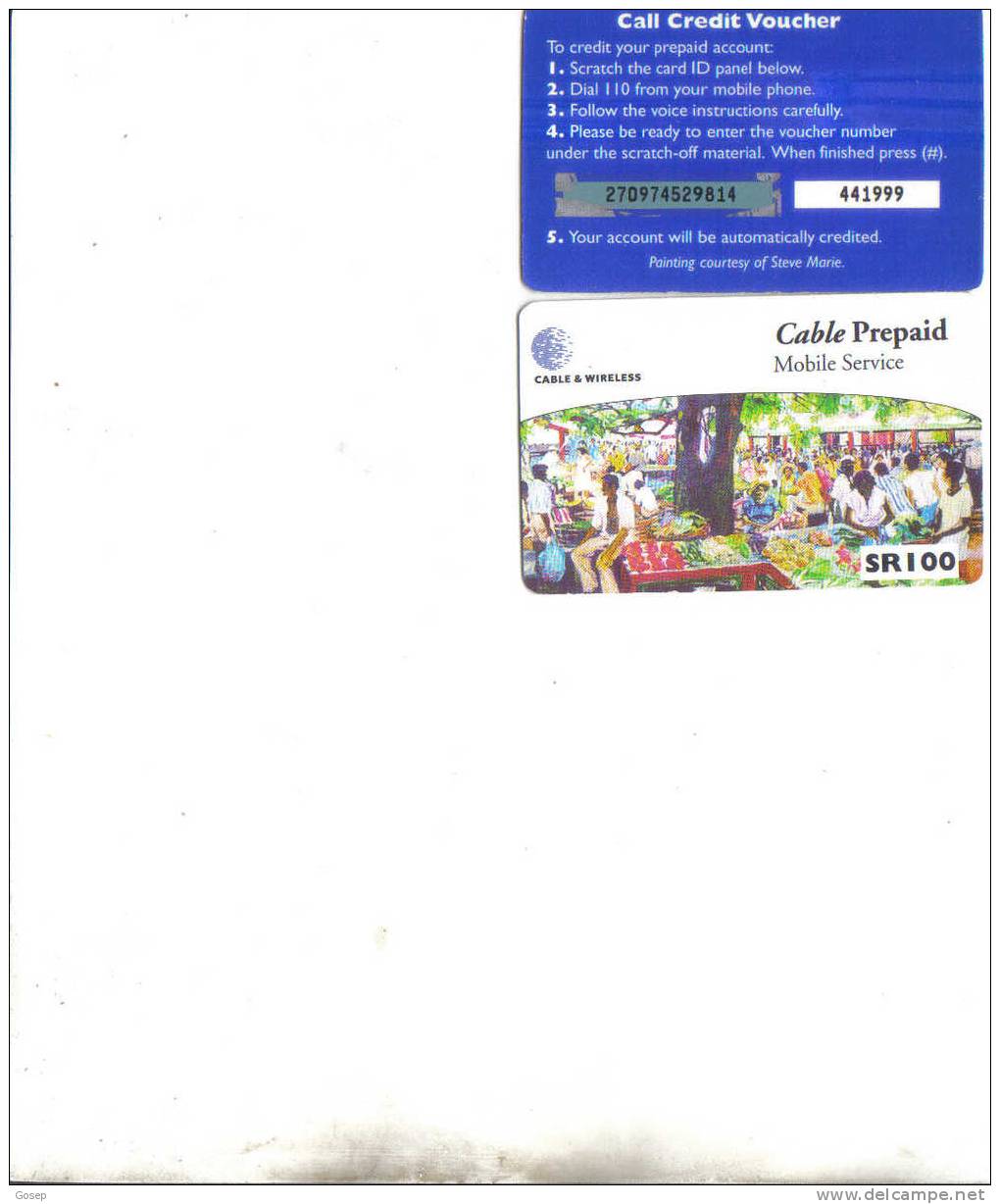 Seychelles-cable Prepiad Mobile Service-number(2)-(sr100)-used+1 Card Prepiad Free - Seychellen