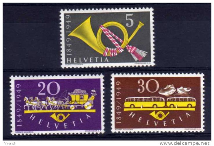 Switzerland - 1949 - Centenary Of Federal Post - MH - Unused Stamps