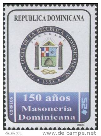 Beehive, Honeybee, Insect, Masonic Lodge, Freemasonry, MNH With Brochure, Dominican Republic - Franc-Maçonnerie