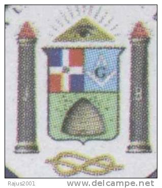 Beehive, Honeybee, Insect, Masonic Lodge, Freemasonry, MNH With Brochure, Dominican Republic - Franc-Maçonnerie