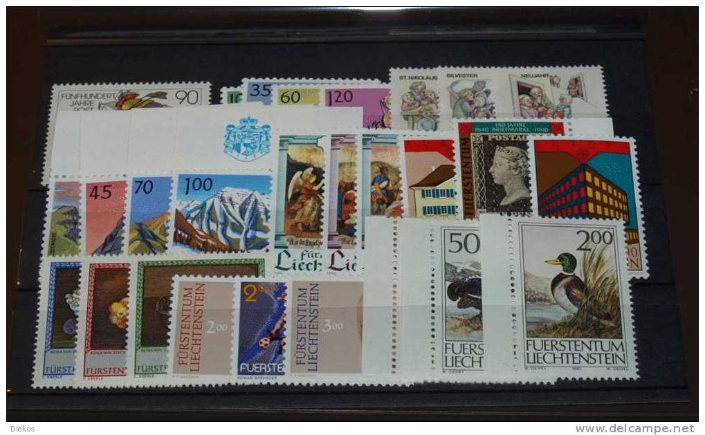 Jahrgang Liechtenstein 1990 Postfrisch, Year Set, MNH #1756 - Annate Complete