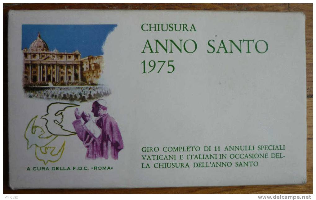 FDC 11 ENVELOPPES 1ER JOUR VATICAN ITALIE ANNO SANTO 1975 ANNEE SAINTE 1975  Enveloppe - FDC