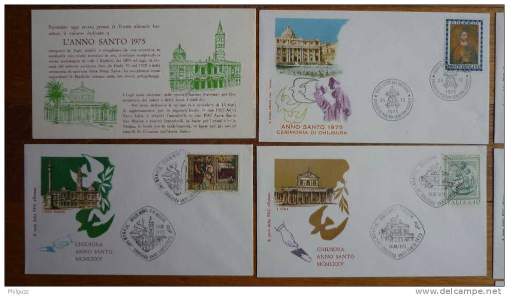 FDC 11 ENVELOPPES 1ER JOUR VATICAN ITALIE ANNO SANTO 1975 ANNEE SAINTE 1975  Enveloppe - FDC