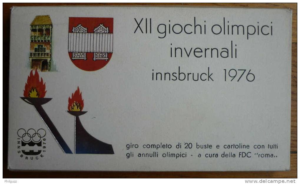 FDC 20 ENVELOPPES 1ER JOUR ET CARTES AUTRICHIENNE JO JEUX OLYMPIQUES D'INNSBRUCK 1976 SKI Enveloppe - Winter 1976: Innsbruck