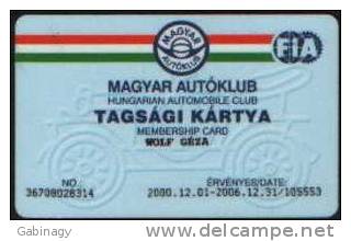 NO PHONECARD - HUNGARY -  AUTOMOBILE CLUB MEMBERSHIP CARD - HUNGARY - Non Classés