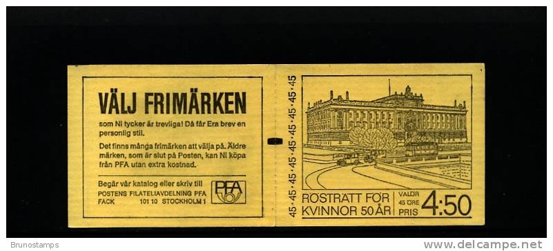 SWEDEN/SVERIGE - 1971  WOMEN'S VOTE   BOOKLET   MINT NH - 1951-80