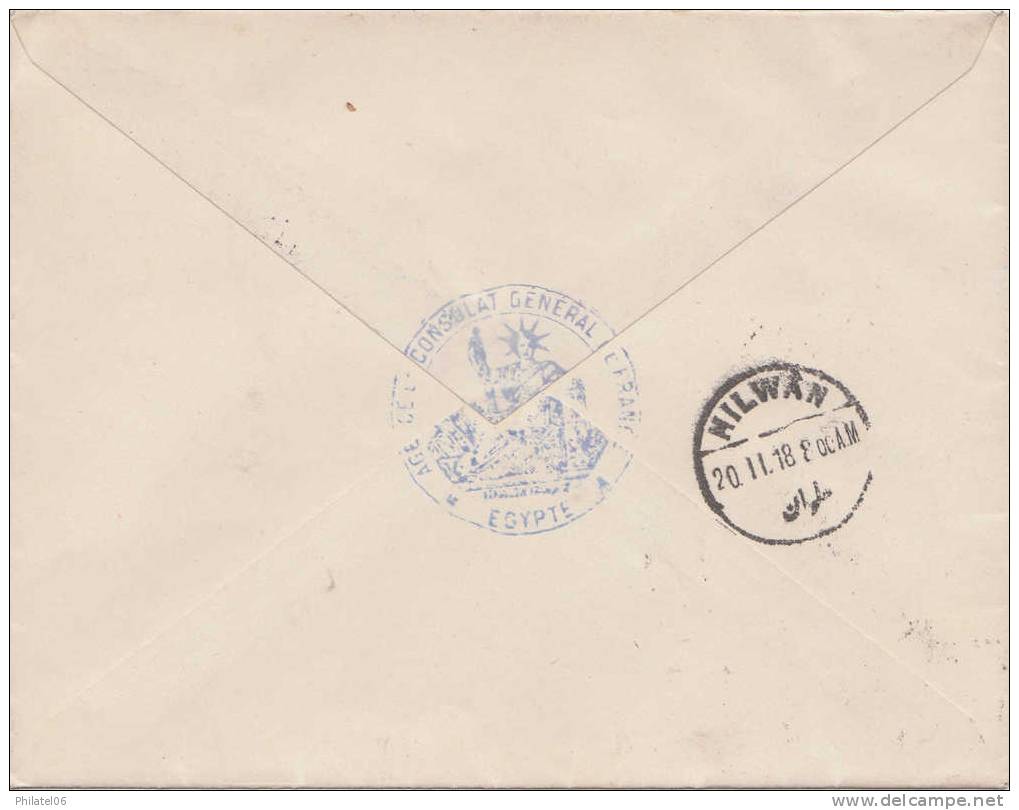 LETTRE DU CONSULAT DE FRANCE AU CAIRE   1918  CACHET D'ARRIVEE - 1915-1921 British Protectorate