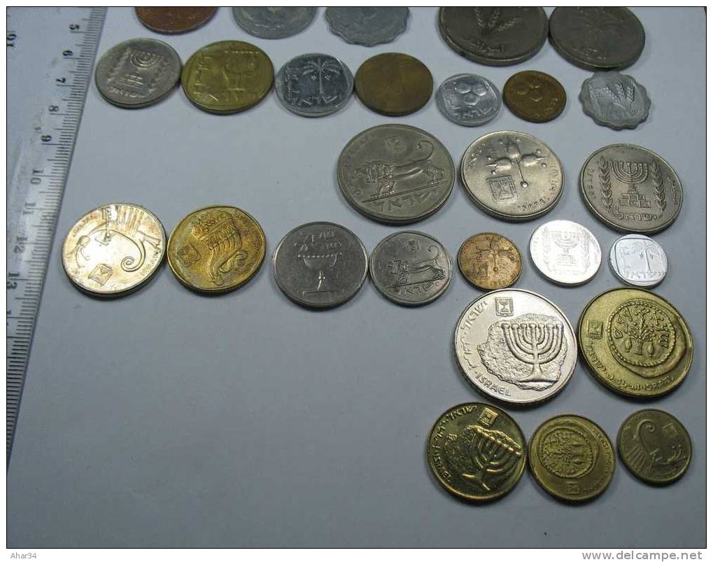 ISRAEL LOT  33x10=330  DIFFERENT COINS PRUTA  AGORA AGORAH COIN LIRA . FREE SHIPPING SURFACE MAIL REGISTERED  .