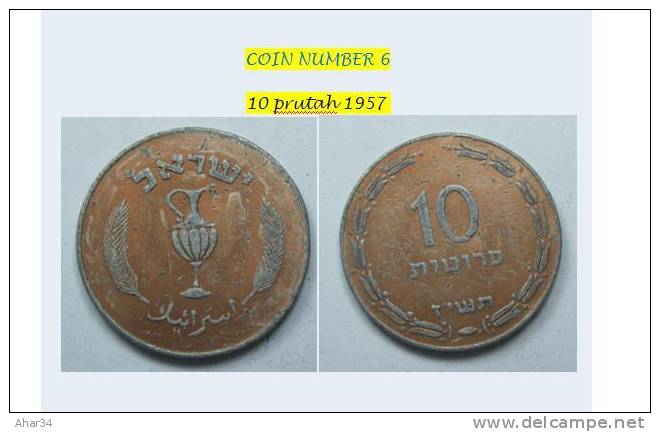 ISRAEL LOT  33x10=330  DIFFERENT COINS PRUTA  AGORA AGORAH COIN LIRA . FREE SHIPPING SURFACE MAIL REGISTERED  .