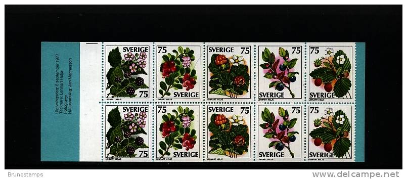 SWEDEN/SVERIGE - 1977  BERRIES  BOOKLET    MINT NH - 1951-80