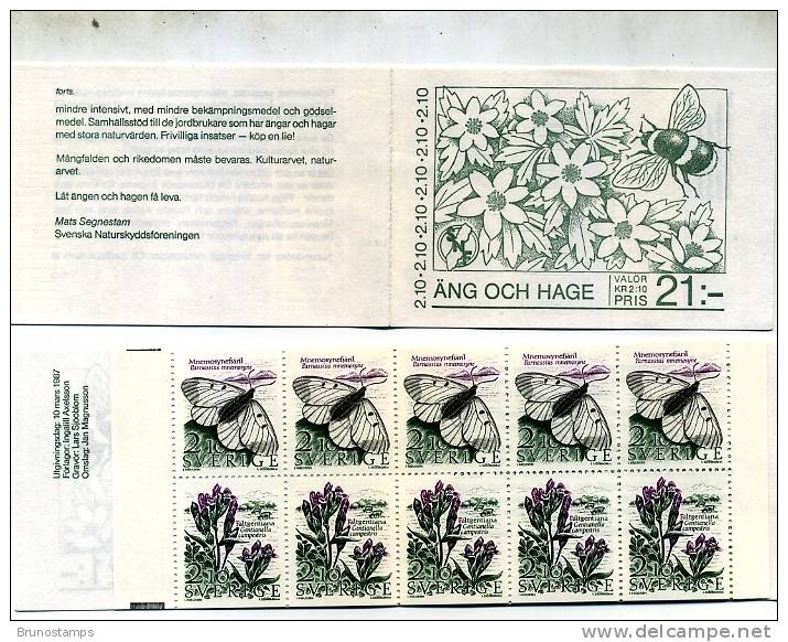 SWEDEN/SVERIGE - 1987  FAUNA AND FLORA   BOOKLET    MINT NH - 1981-..