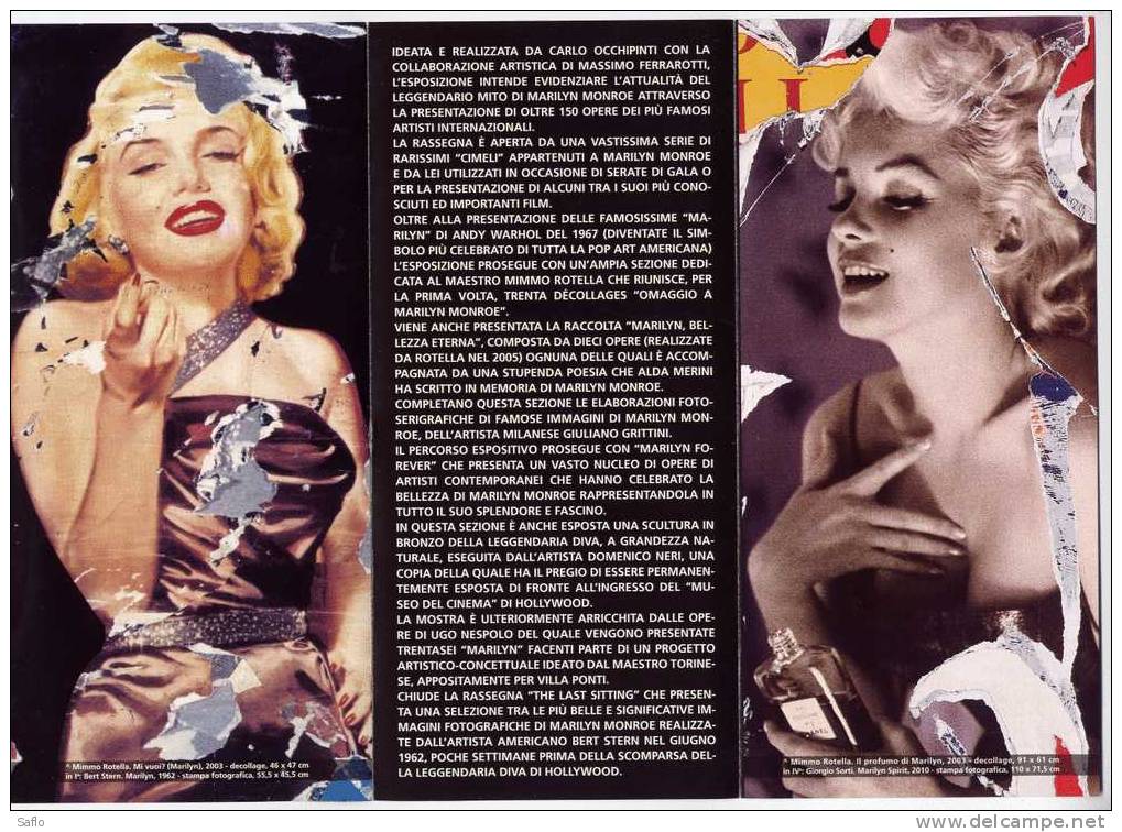 Publicité Italienne Exposition Marilyn Monroe Villa Ponti Arona - Publicité Cinématographique