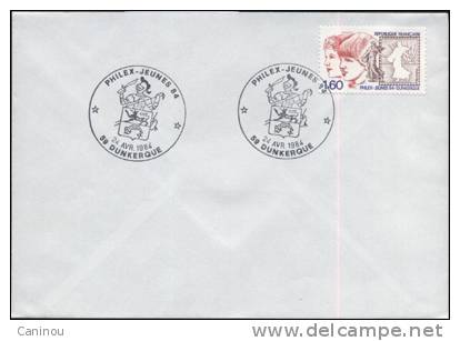 FRANCE ENVELOPPE  DUNKERQUE PHILEX-JEUNES 1984 Y&T 2308 - Lettres & Documents