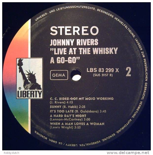 * LP *  JOHNNY RIVERS - LIVE AT THE WHISKY A GOGO (Germany 1964) - Blues
