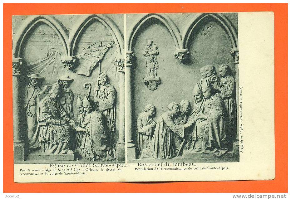 Dpt   89   Eglise De Cudot Saint Alpais  "  Bas Relief Du Tombeau  "  Carte Precurseur - Autres & Non Classés